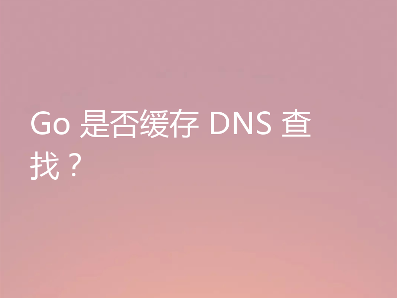 Go 是否缓存 DNS 查找?
