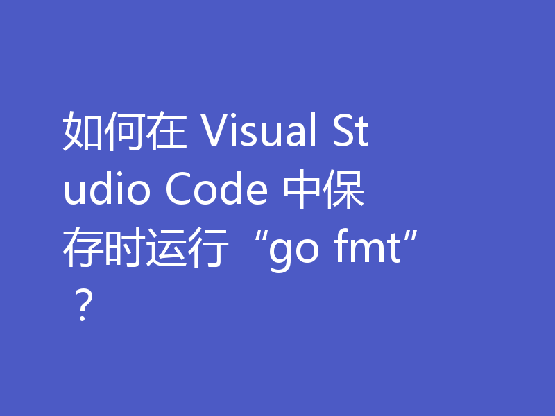如何在 Visual Studio Code 中保存时运行“go fmt”?