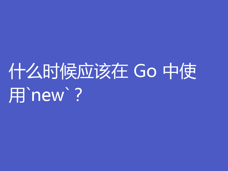 什么时候应该在 Go 中使用`new`?