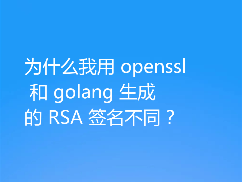 为什么我用 openssl 和 golang 生成的 RSA 签名不同?
