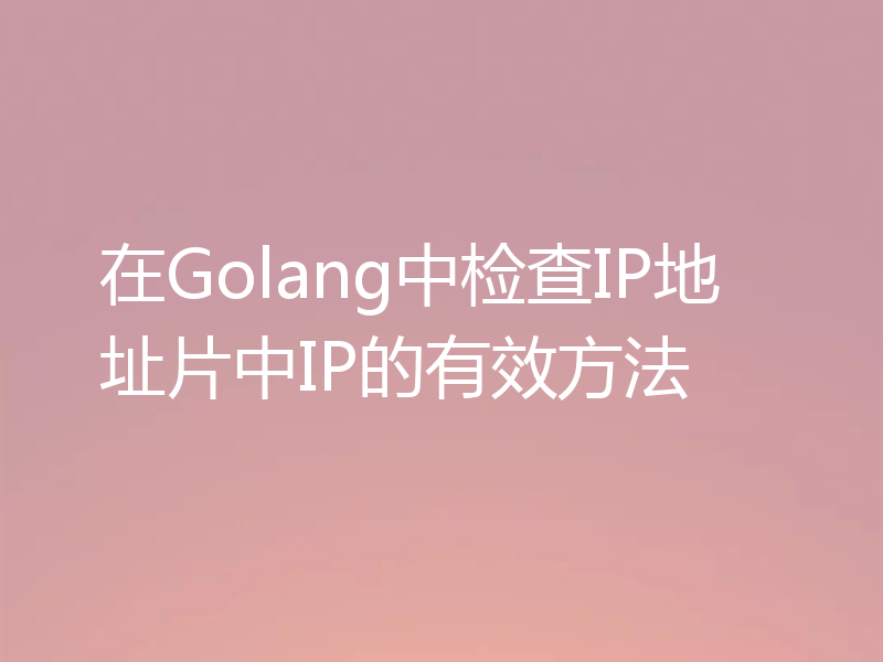 在Golang中检查IP地址片中IP的有效方法