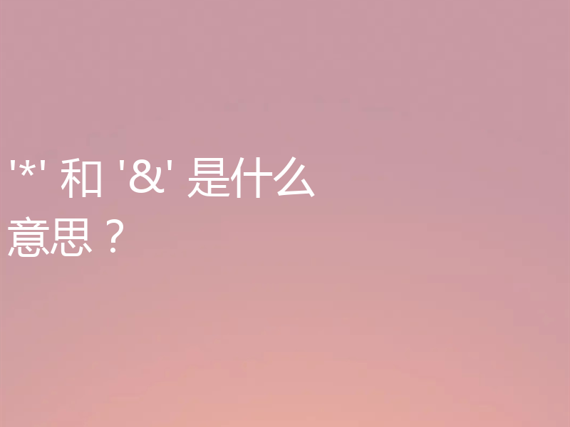 '*' 和 '&' 是什么意思?