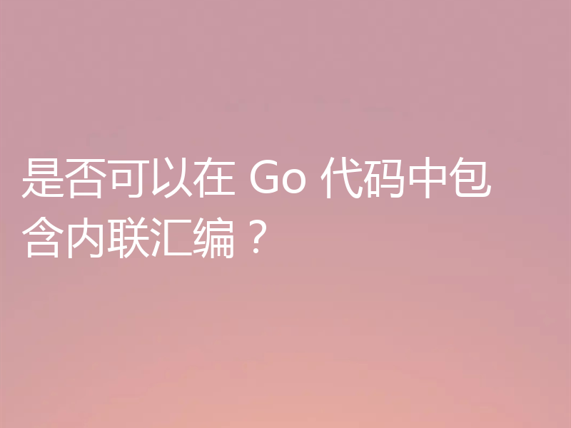 是否可以在 Go 代码中包含内联汇编?