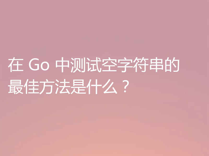 在 Go 中测试空字符串的最佳方法是什么?