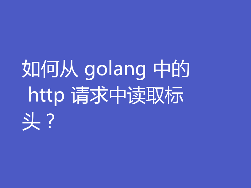如何从 golang 中的 http 请求中读取标头?