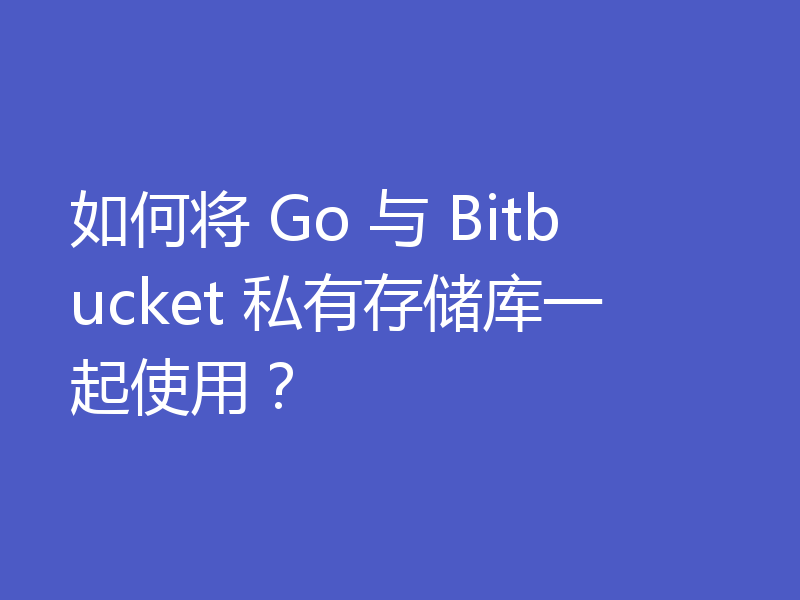 如何将 Go 与 Bitbucket 私有存储库一起使用?