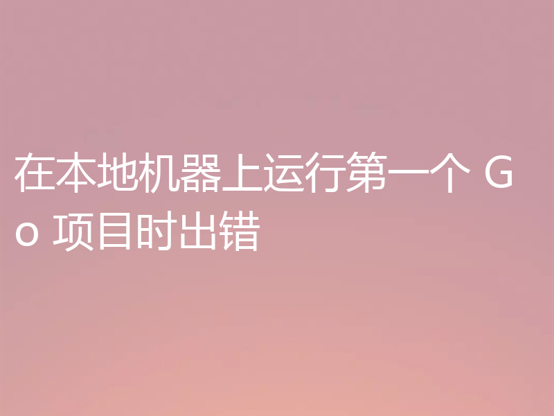 在本地机器上运行第一个 Go 项目时出错