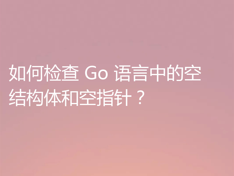 如何检查 Go 语言中的空结构体和空指针?