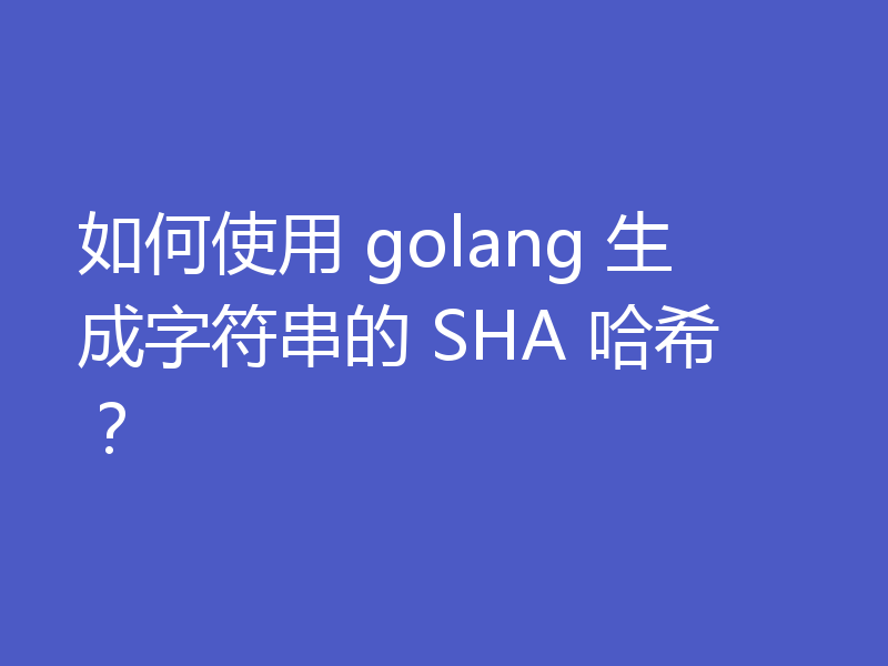 如何使用 golang 生成字符串的 SHA 哈希?