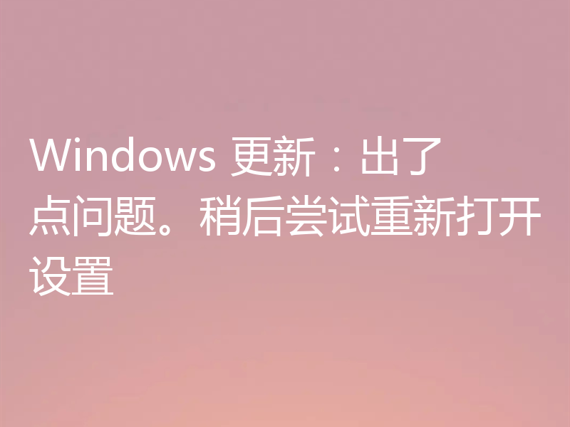 Windows 更新:出了点问题。稍后尝试重新打开设置