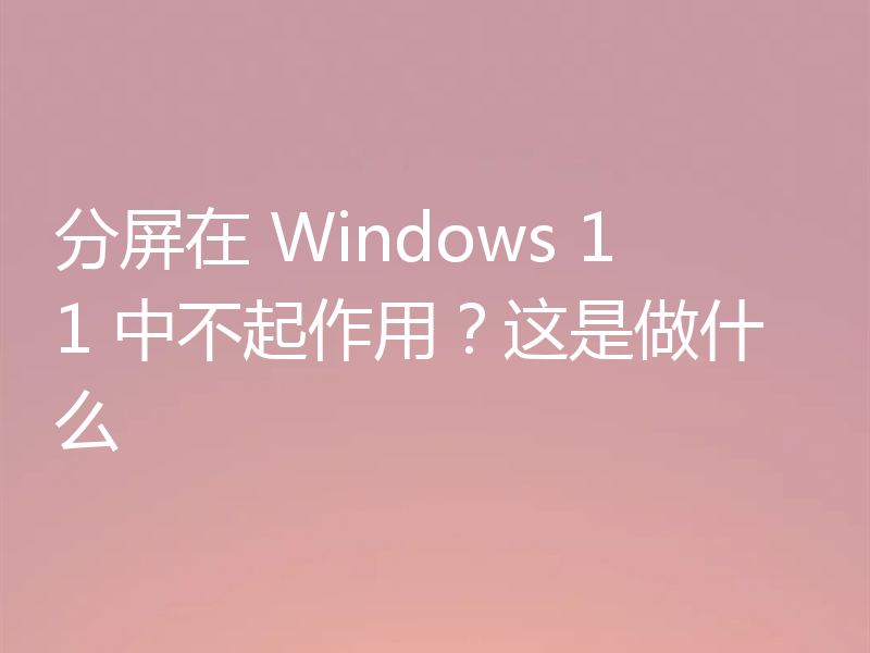 分屏在 Windows 11 中不起作用?这是做什么