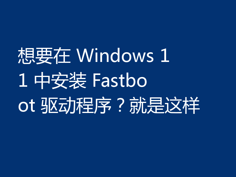 想要在 Windows 11 中安装 Fastboot 驱动程序?就是这样