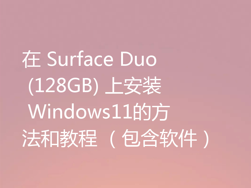 在 Surface Duo (128GB) 上安装 Windows11的方法和教程 (包含软件)