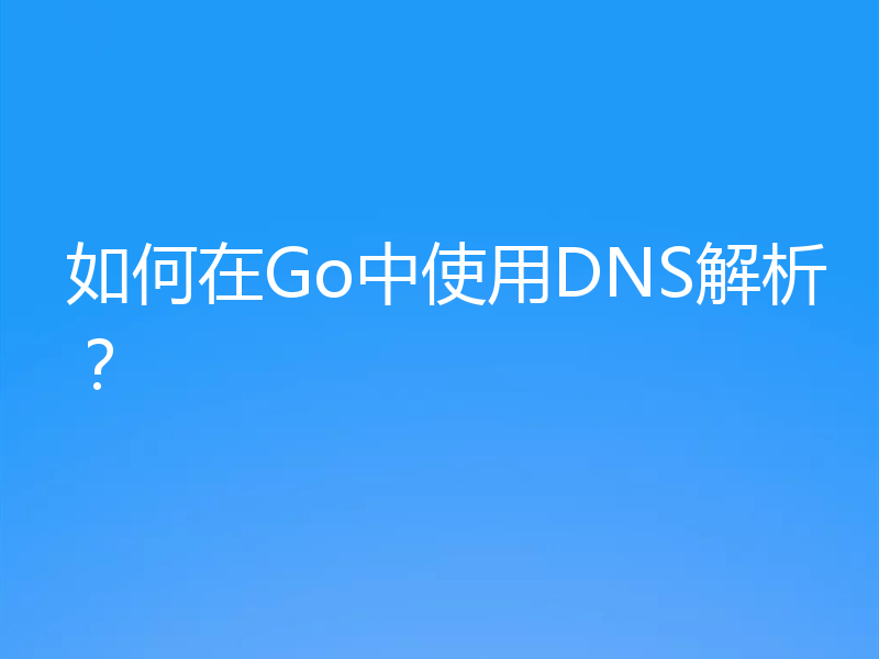 如何在Go中使用DNS解析?