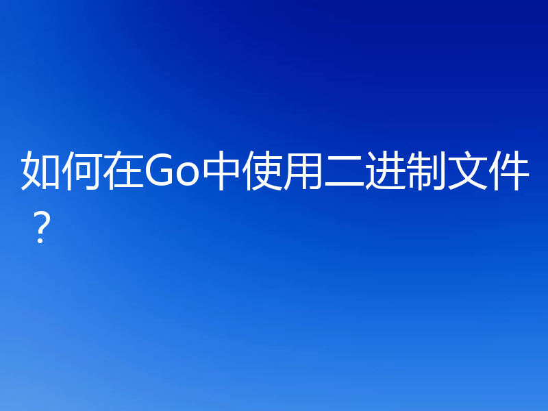 如何在Go中使用二进制文件?