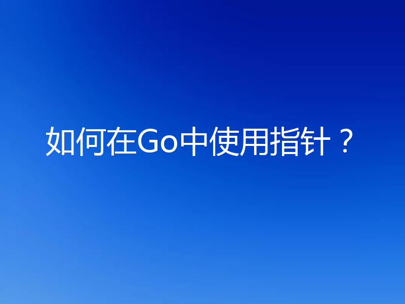 如何在Go中使用指针?