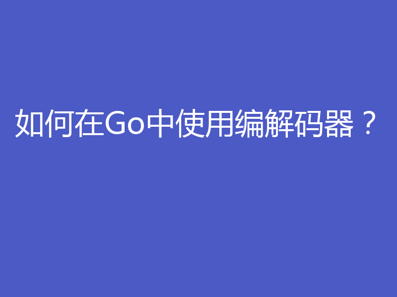 如何在Go中使用编解码器?
