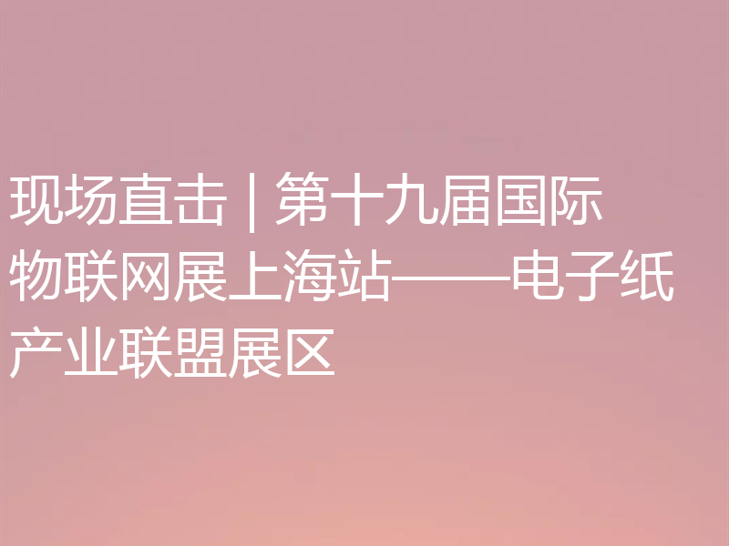 现场直击 | 第十九届国际物联网展上海站——电子纸产业联盟展区