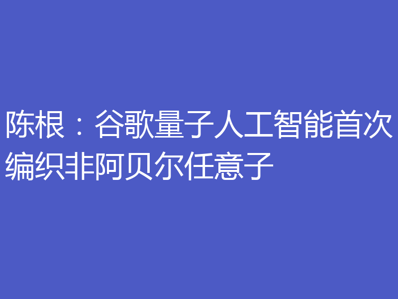 陈根:谷歌量子人工智能首次编织非阿贝尔任意子
