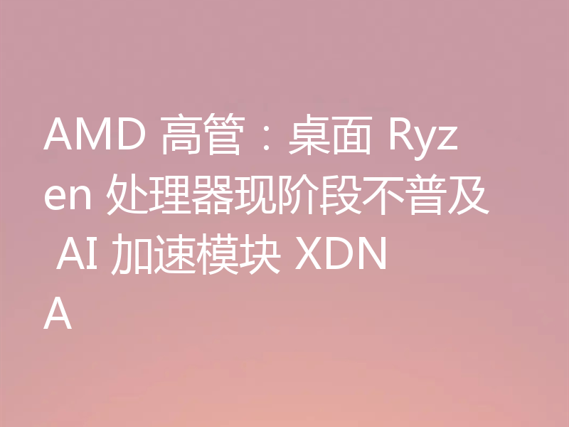 AMD 高管:桌面 Ryzen 处理器现阶段不普及 AI 加速模块 XDNA