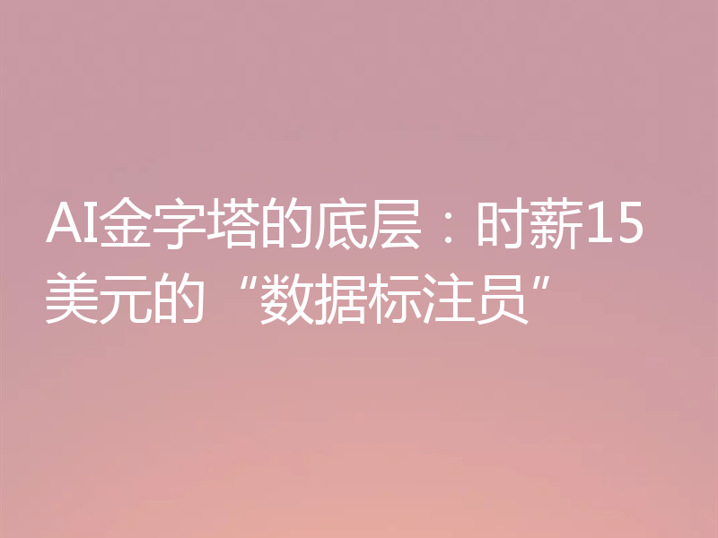 AI金字塔的底层:时薪15美元的“数据标注员”
