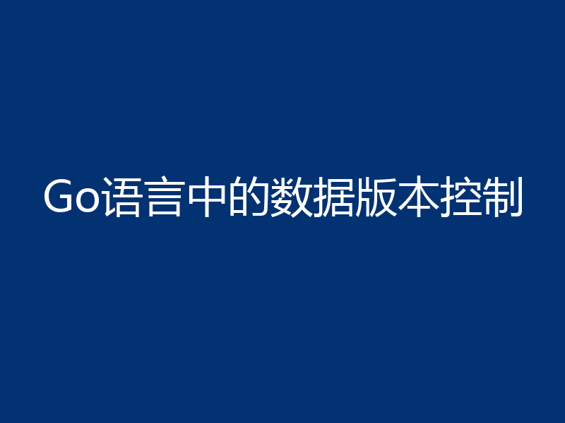 Go语言中的数据版本控制
