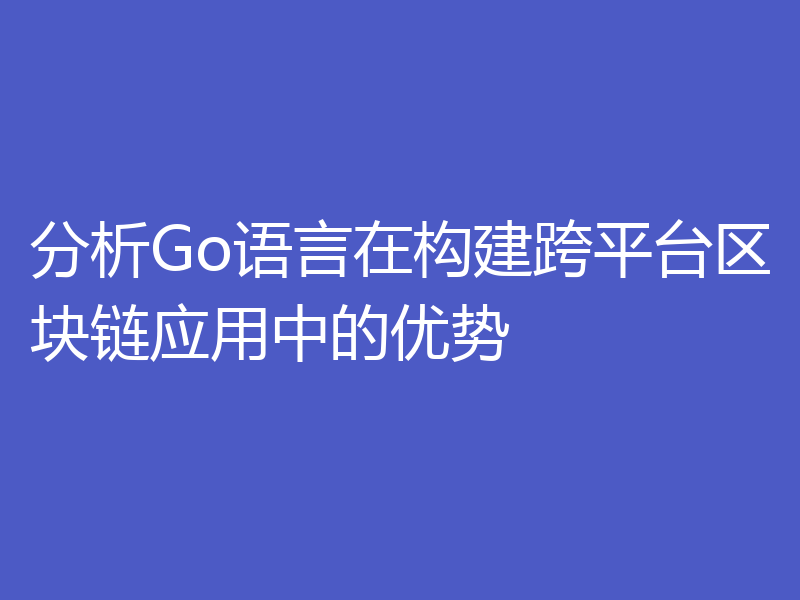 分析Go语言在构建跨平台区块链应用中的优势