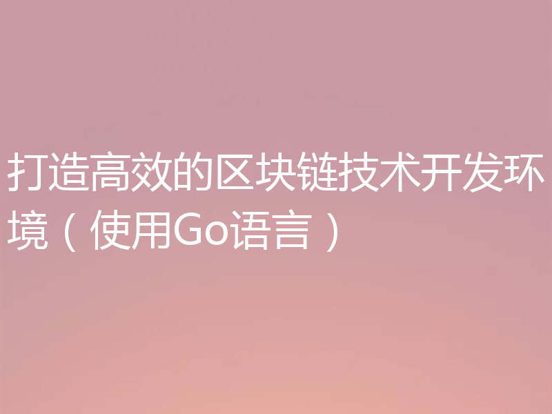 打造高效的区块链技术开发环境(使用Go语言)