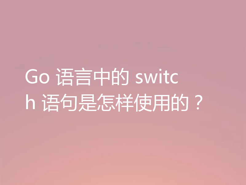 Go 语言中的 switch 语句是怎样使用的?