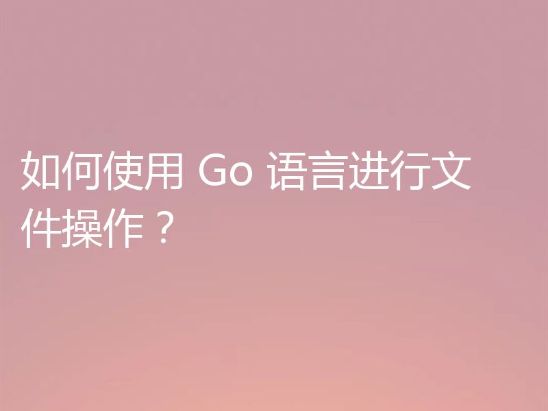 如何使用 Go 语言进行文件操作?