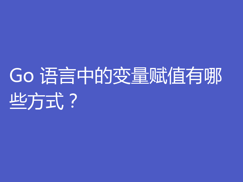 Go 语言中的变量赋值有哪些方式?