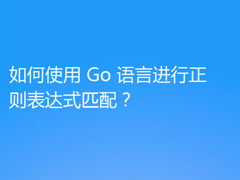 如何使用 Go 语言进行正则表达式匹配?