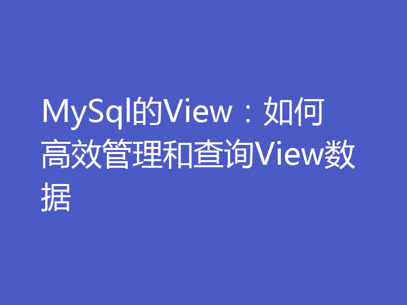 MySql的View:如何高效管理和查询View数据