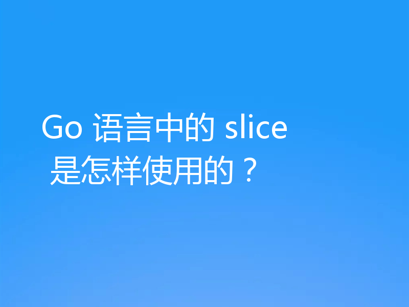 Go 语言中的 slice 是怎样使用的?