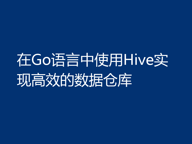 在Go语言中使用Hive实现高效的数据仓库