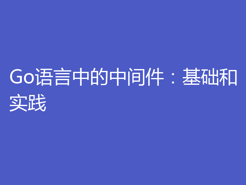 Go语言中的中间件:基础和实践