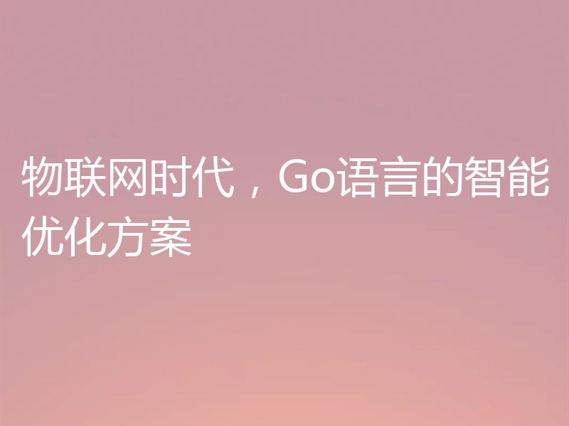物联网时代,Go语言的智能优化方案