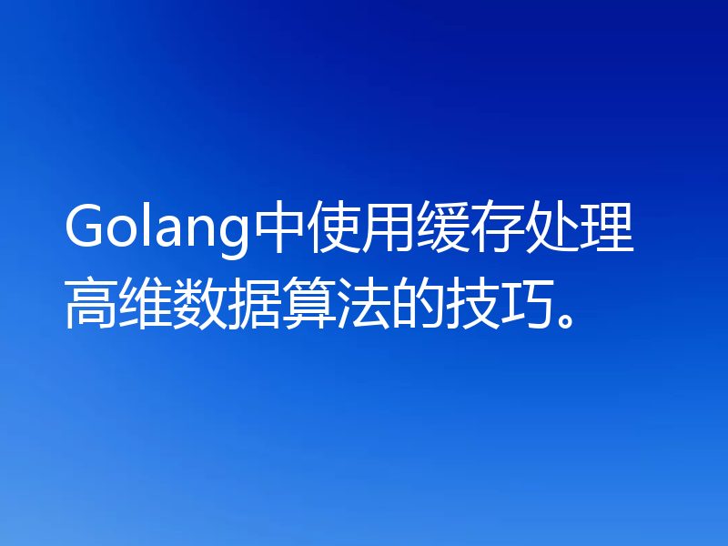 Golang中使用缓存处理高维数据算法的技巧。