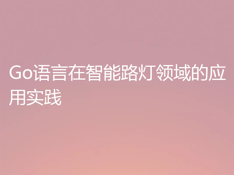 Go语言在智能路灯领域的应用实践