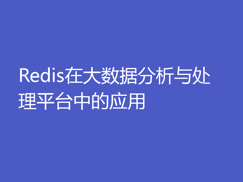 Redis在大数据分析与处理平台中的应用