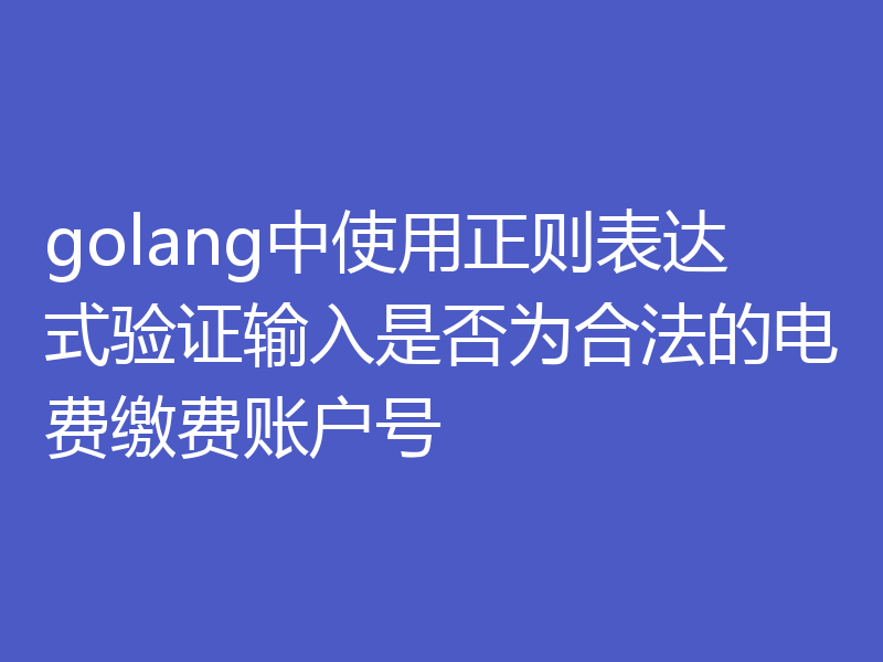 golang中使用正则表达式验证输入是否为合法的电费缴费账户号