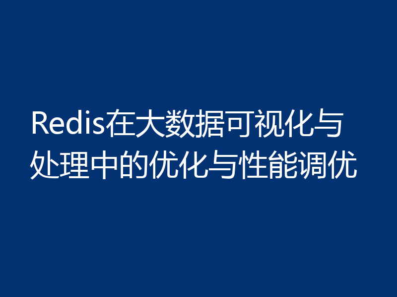 Redis在大数据可视化与处理中的优化与性能调优