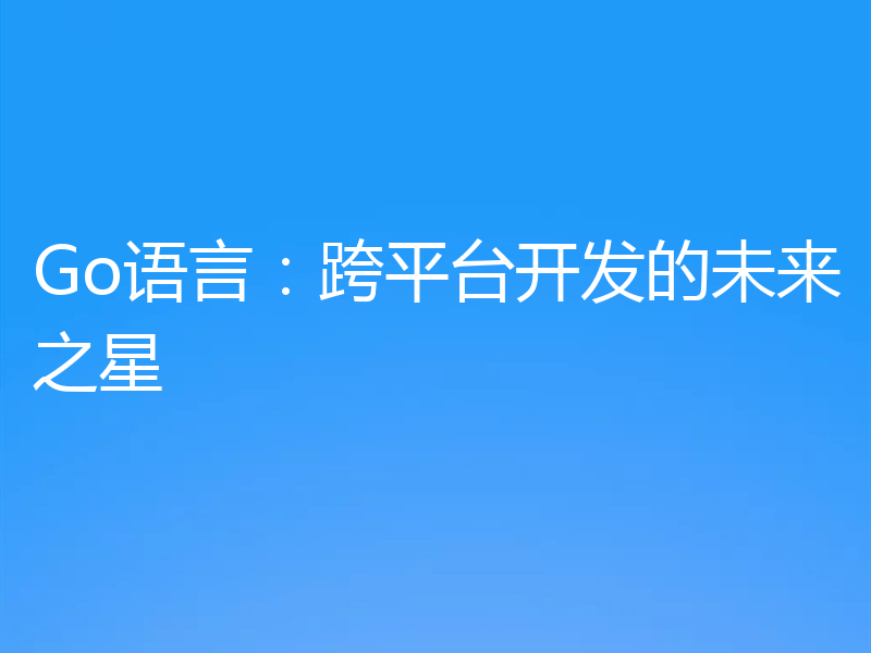 Go语言:跨平台开发的未来之星
