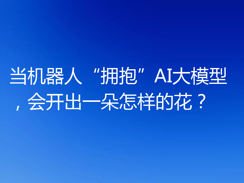 当机器人“拥抱”AI大模型,会开出一朵怎样的花?