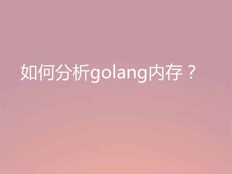 如何分析golang内存？