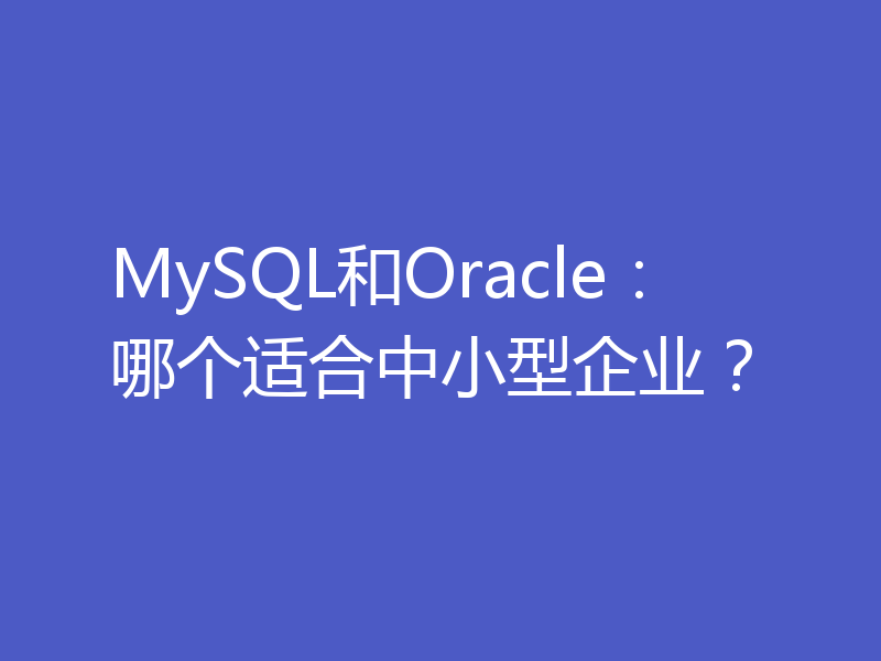MySQL和Oracle:哪个适合中小型企业?