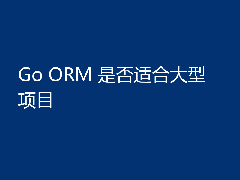 Go ORM 是否适合大型项目