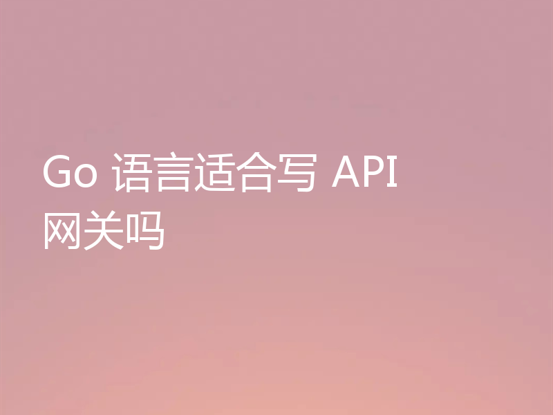 Go 语言适合写 API 网关吗