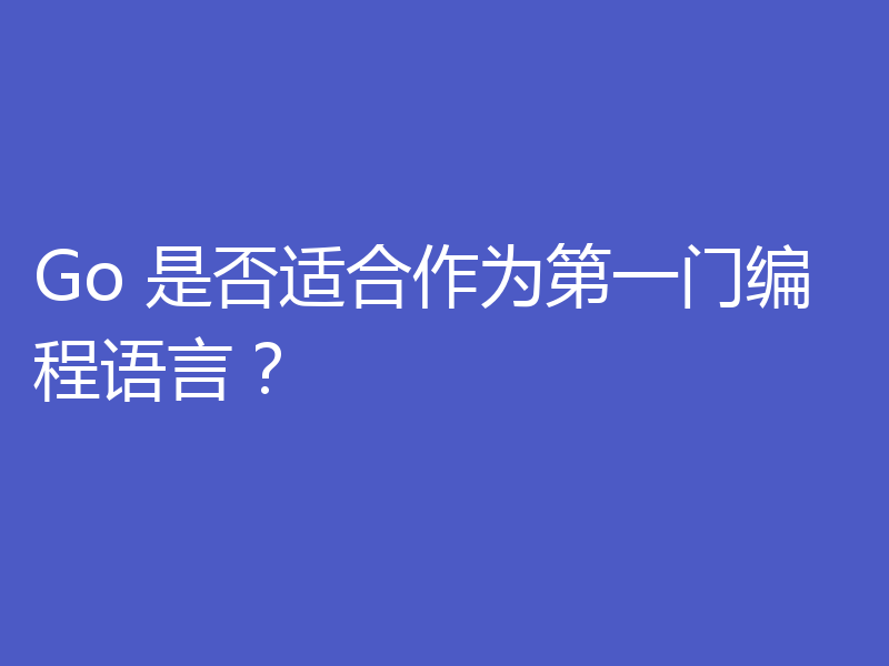Go 是否适合作为第一门编程语言？
