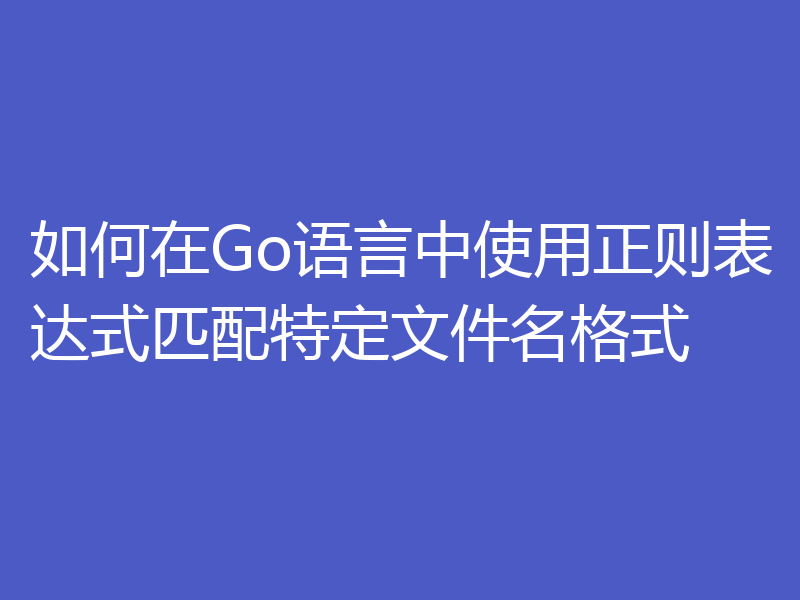 如何在Go语言中使用正则表达式匹配特定文件名格式